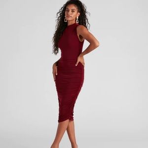 Sleeveless Ruched Midi Dress